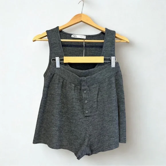 🩶 Zara Ribbed Knit 2-Piece Set – Size L - Picture 5 of 12